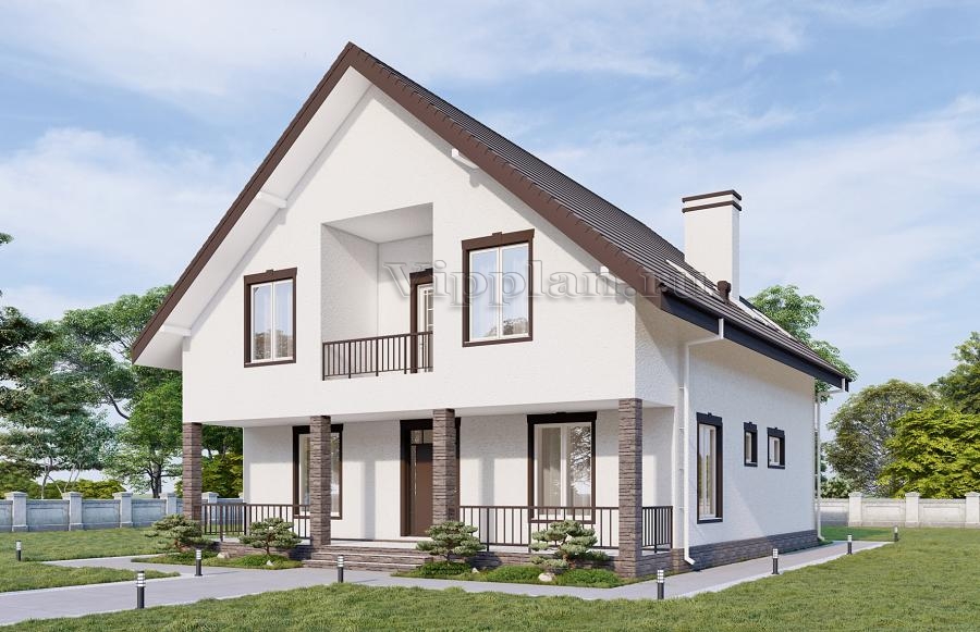 Одноэтажный дом с мансардой, террасой, кабинетом и лоджией